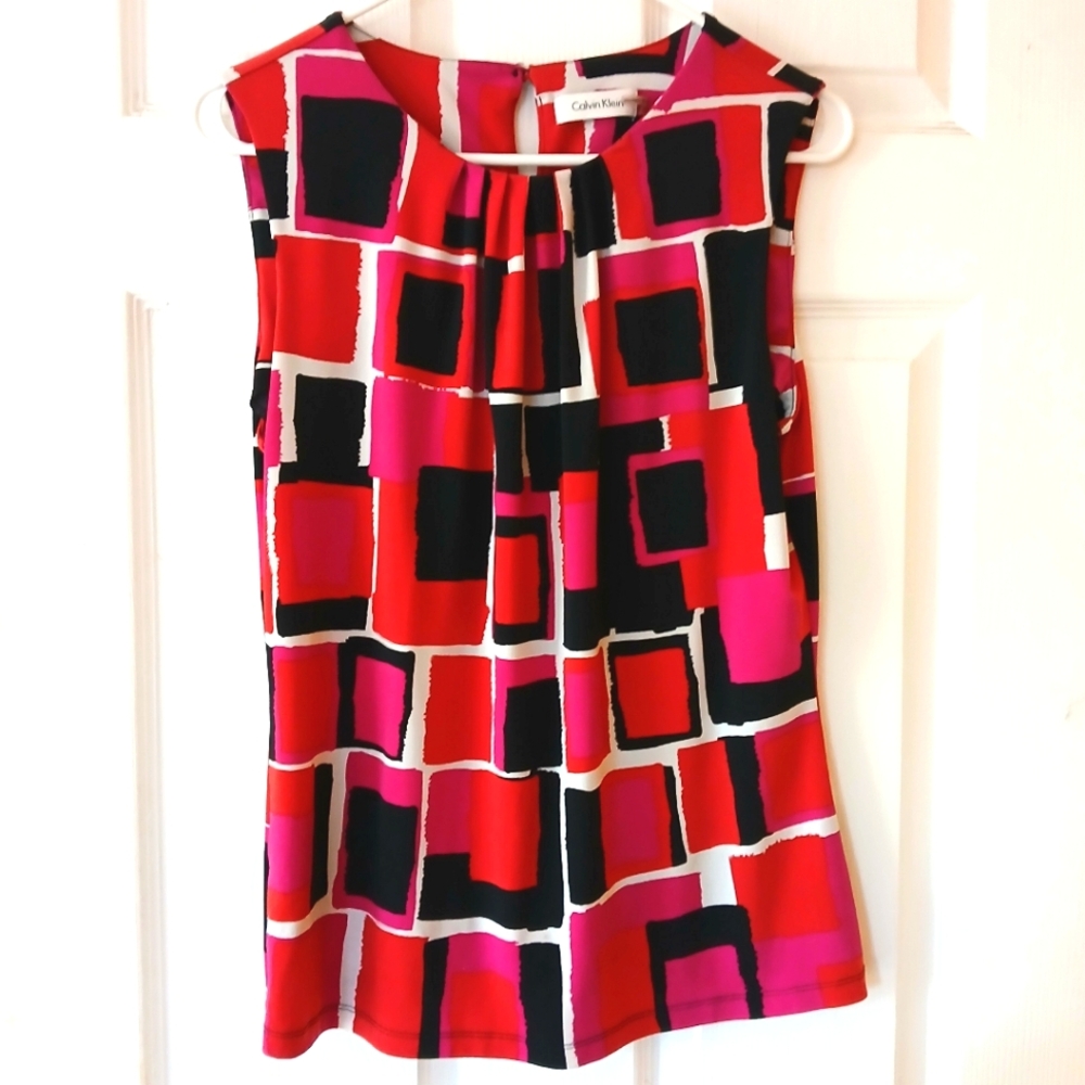 CALVIN KLEIN Geometric Tank Blouse